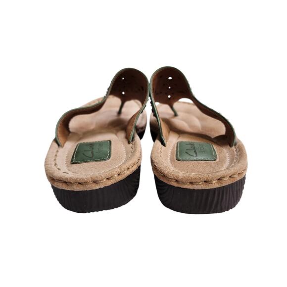 Clarks Artisan Womens Amaya Trong Leather Embellished Sandals Size 9 Green - Picture 6 of 9